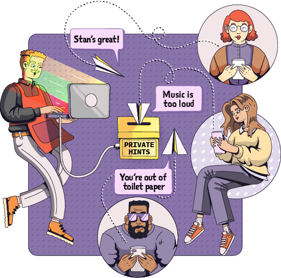 Leave anonymous feedback with hint it
